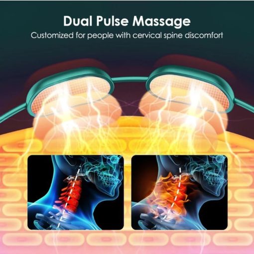 Nyakmasszírozó melegítéssel, EMS hordozható nyirokmasszírozó nyakmasszírozó, elektromos impulzusos nyakmasszírozó vezeték nélküli fájdalomcsillapításhoz, 4 üzemmódú, 9 szintes mélyszöveti masszírozó nőknek, férfiaknak  