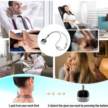 Nyakmasszírozó melegítéssel, EMS hordozható nyirokmasszírozó nyakmasszírozó, elektromos impulzusos nyakmasszírozó vezeték nélküli fájdalomcsillapításhoz, 4 üzemmódú, 9 szintes mélyszöveti masszírozó nőknek, férfiaknak  