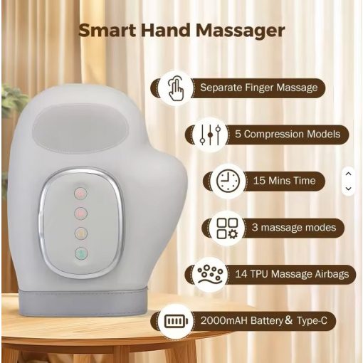 SmartHand Warm Airbag Compress Hand Massager - Kompressziós regeneráló kézmasszírozó Melegítő funkcióval